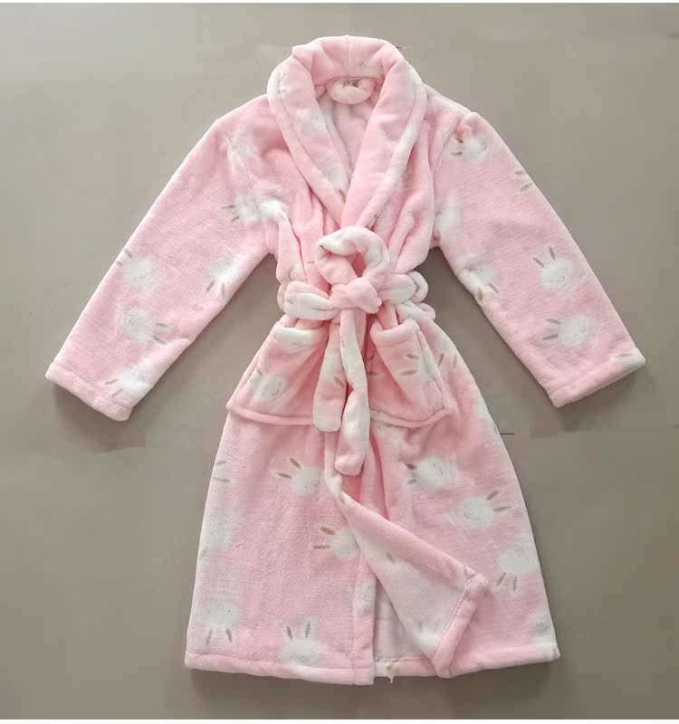 Áo choàng tắm nhung nhung áo choàng mùa thu và mùa đông đồ ngủ flannel mẹ và con gái phim hoạt hình cha mẹ-con váy ngủ nam mùa đông