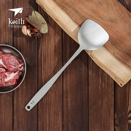 Keith Kaisi Pure Titanium Pot Shovel Shovel -Fry Длинная ручка утолщенная и интегрированная легкая титановая лопата Kitchenware Ti8704