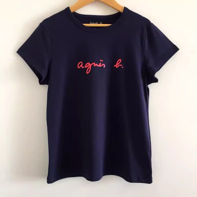 Original Sport Floral Print Cursive Short-Sleeve T-Shirt Small B Pure Cotton Women's Versatile Top
