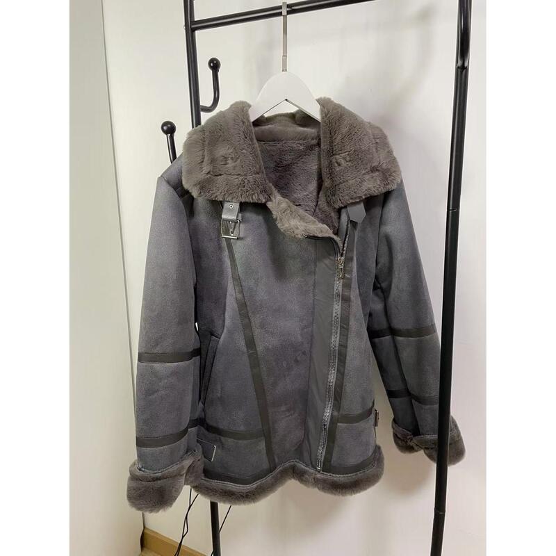 Sold at a Loss, No Returns or Exchanges. New Autumn/Winter Style Faux Fur Motorcycle Jacket for Women