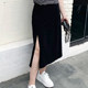 Fat mm slimming and flesh-covering A-line skirt plus size women's casual design slit black skirt for women summer 90065