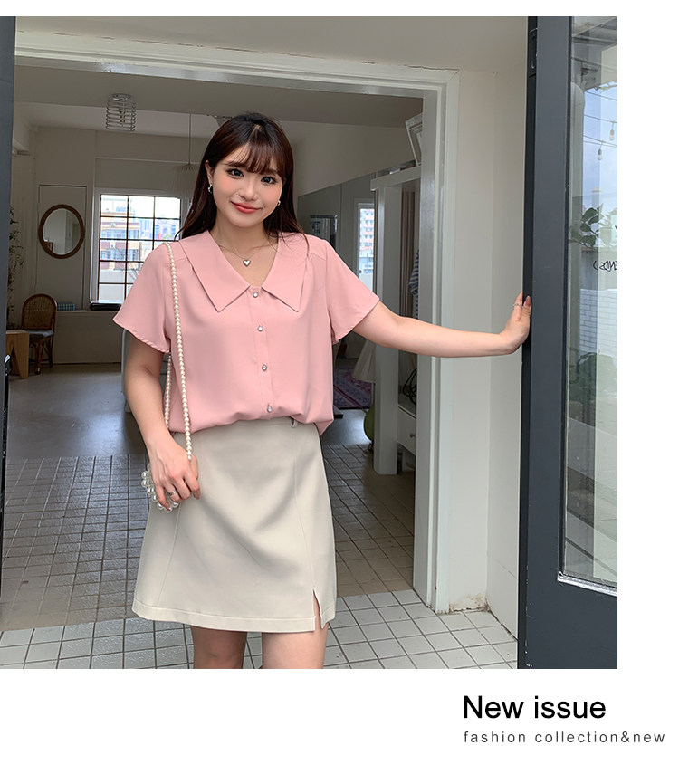 Плюс размер бюста платье 宽松的高腰a字开衩春夏大码女装，遮盖肌肤，显瘦look纯色套装裙32047。