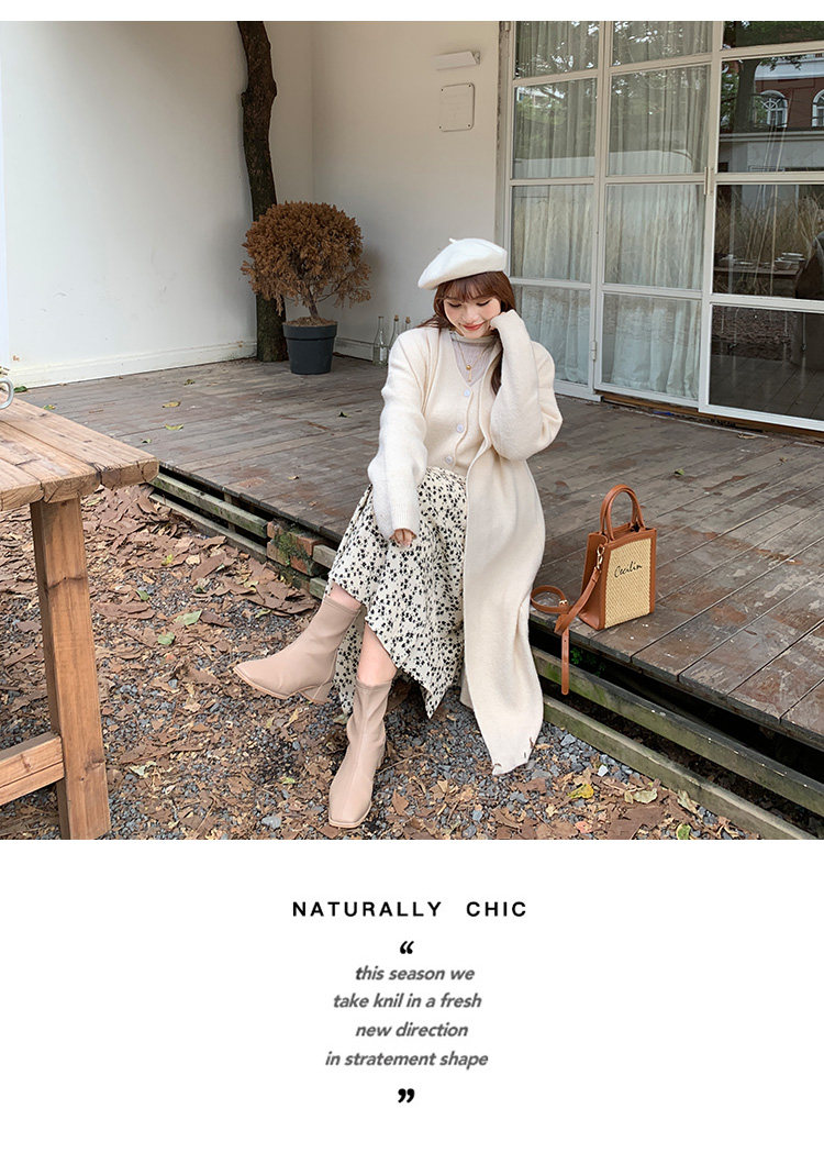 Плюс размер бюста платье 大码女装碎花高腰半身裙秋冬韩版遮肉显瘦松紧腰a字长裙31868 Other