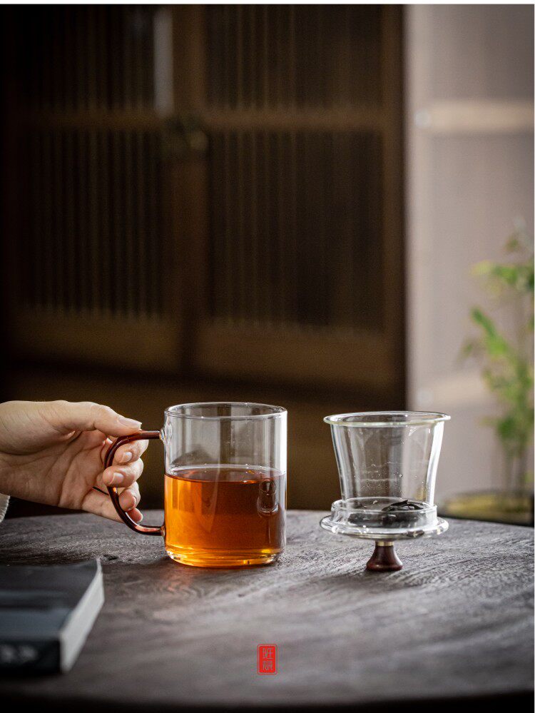  Стеклянная чайная чашка, ароматизированный чай, фильтр, крышка 