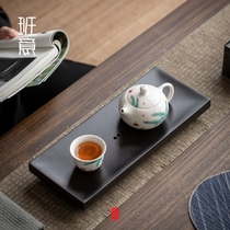 Banyi heavy bamboo tea tray flat household simple dry bubble tray tea table drainage Japanese style tea table long square Tea Sea