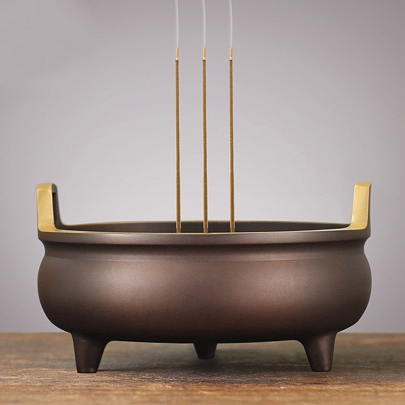 Incense stove bronze incense stove Three-foot punching ear Xuande stove pure copper for incense Incense Stove Sandalwood Stove Rings Incense Stove Wire Incense Stove