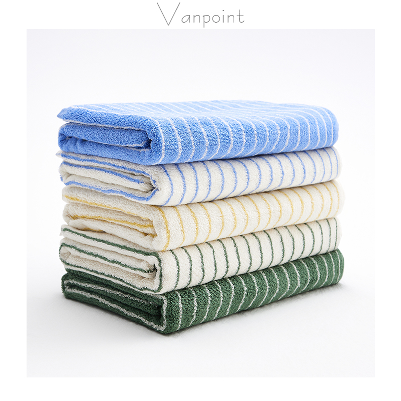 Fresh Striped Towel 2026 New Style Simple Combed Cotton Retro Two-Tone Striped Face Towel Absorbent and Lint-Free Bath Towel