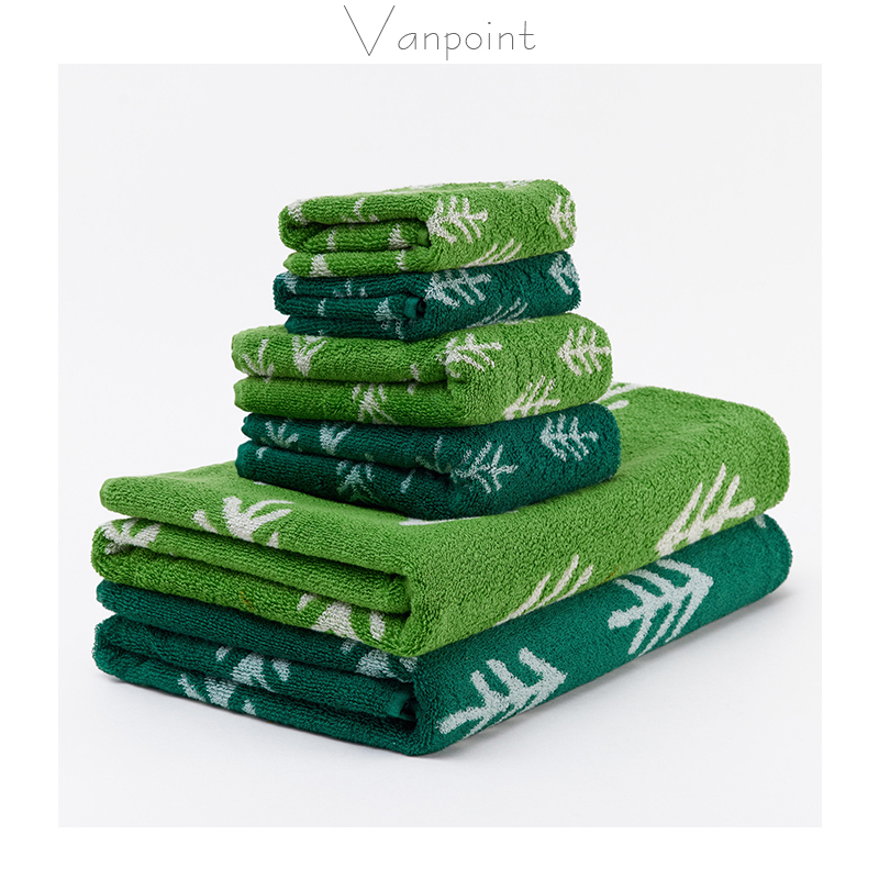 Jungle Fir Tree Combed Cotton Yarn-Dyed Jacquard Bath Towel, Absorbent, Soft, Stylish, Fresh Green Towel