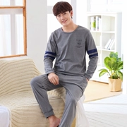 Bộ đồ ngủ nam cotton dài tay mùa xuân và dịch vụ gia đình mùa thu cotton nam XL điều hòa không khí phòng phiên bản Hàn Quốc