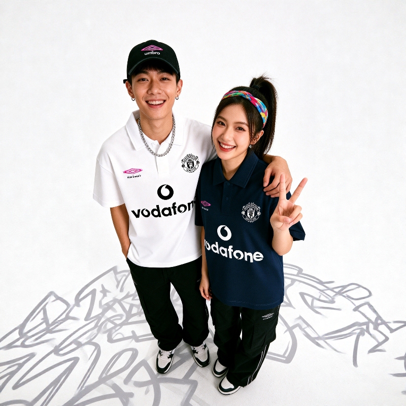 Manchester United Trendy Brand Loose-Fitting Couple's Short-Sleeve Polo Shirt for Men and Women, Cool Sensation, World Cup Sports Dance Tee, Large Size T-Shirt