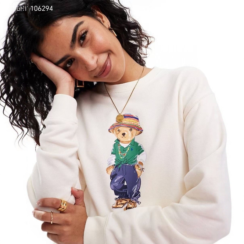 Trendy Bear Brand Round Neck Sweatshirt for Couples, Youthful Loose Fit, Fleece Lined Base Shirt, Unisex Heavyweight Dance Jacket, Plus Size Thick Coat