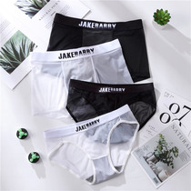 Sexy atmospheric ice screen yarn couple underwear suit male flat angle female triangle comfortable mid-waist breathable file cotton