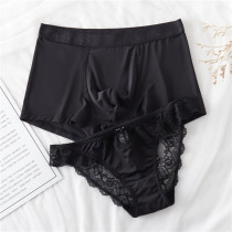 New hot couple panties thin ice silk mens flat angle womens triangle sexy incognito summer temptation Lace file cotton