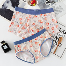 High-end peach wind couple underwear cotton stall Modal mens and womens underwear set breathable sexy comfortable mid-waist