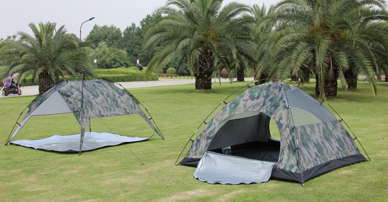 Camouflage 3-4 double-layer outdoor camping outdoor explosion-proof rain coated silver thickened automatic 2-person cold-proof indoor tent