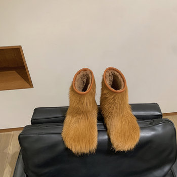 25th winter new shoe master internet celebrity same style horse hair snow boots fur short boots women's short boots