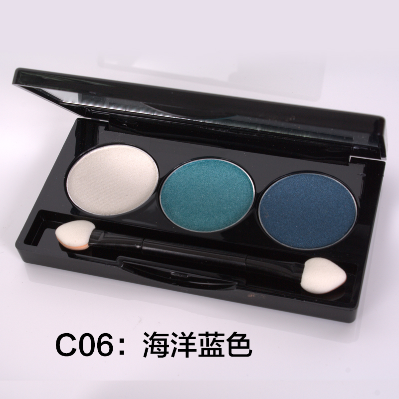 专柜正品 Catkin卡婷丝滑柔光三色眼影盘 持久防水珠光烟熏紫蓝色