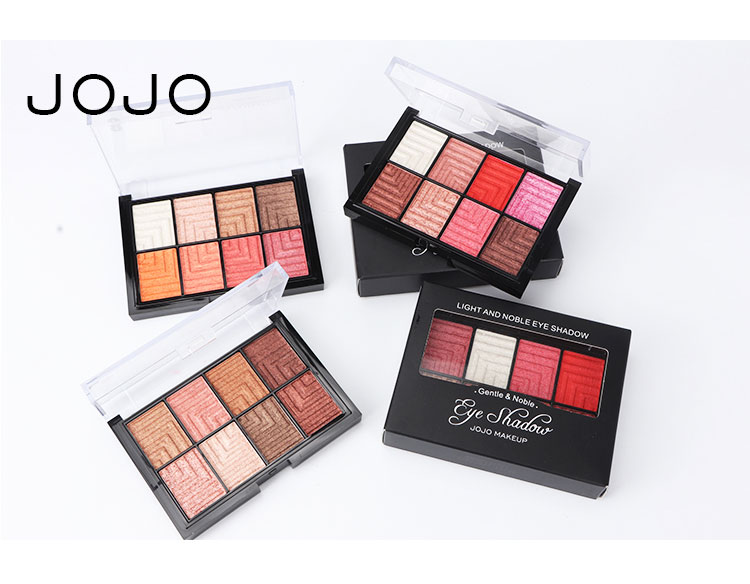 Phấn mắt ướt tám màu đầy màu sắc JOJO dễ sử dụng, dễ thoa, màu ba chiều tự nhiên, đầy đủ, dễ tẩy trang, không bị chóng mặt - Bóng mắt phấn mắt 3ce chính hãng