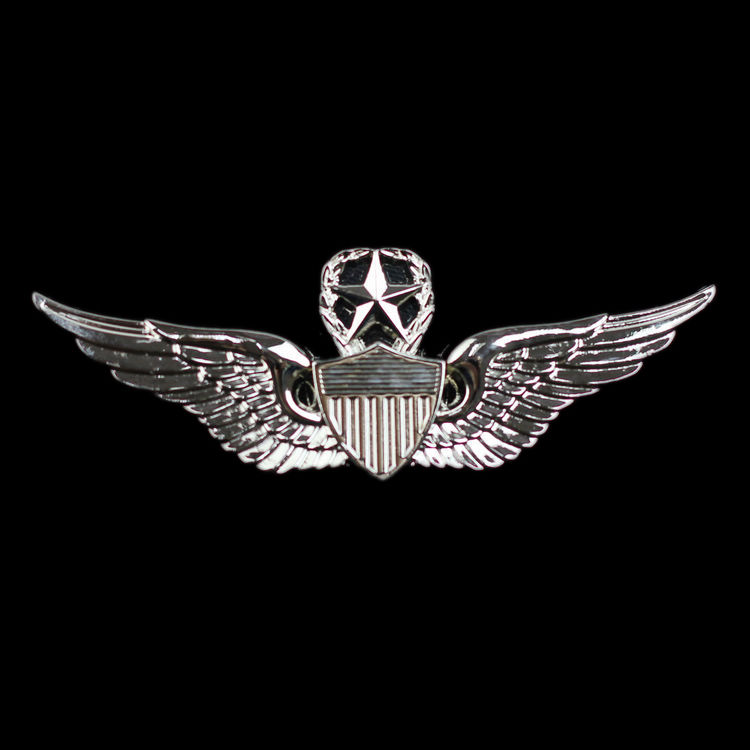 Flight badge silver aviation pilot badge cap badge epaulettes USARMY military fan metal badge