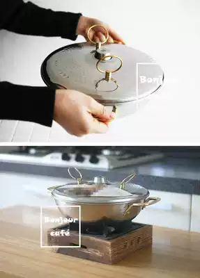 Spot Japan imported stainless steel hot pot mallet pattern Sukiyaki pot 3-4 people Beijing charcoal side stove shabu-shabu meat pot