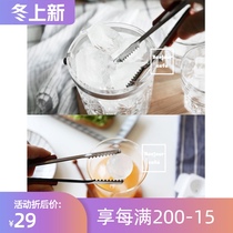 Japan imported ice clip stainless steel sugar cube clip ice clip wooden handle ice clamp sugar clip lemon slice tableware bread clip