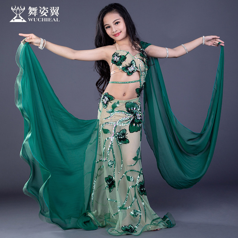 Dance Pose Wing Children Belly Dance Suit Table Performance Clothing 2020 Spring Summer Practice New one-piece dress RT256