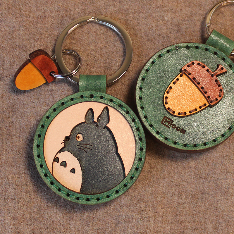 Moom【Totoro】 Merchandise Handmade Genuine Leather Keychain Bag Pendant Cute and Adorable Car Key