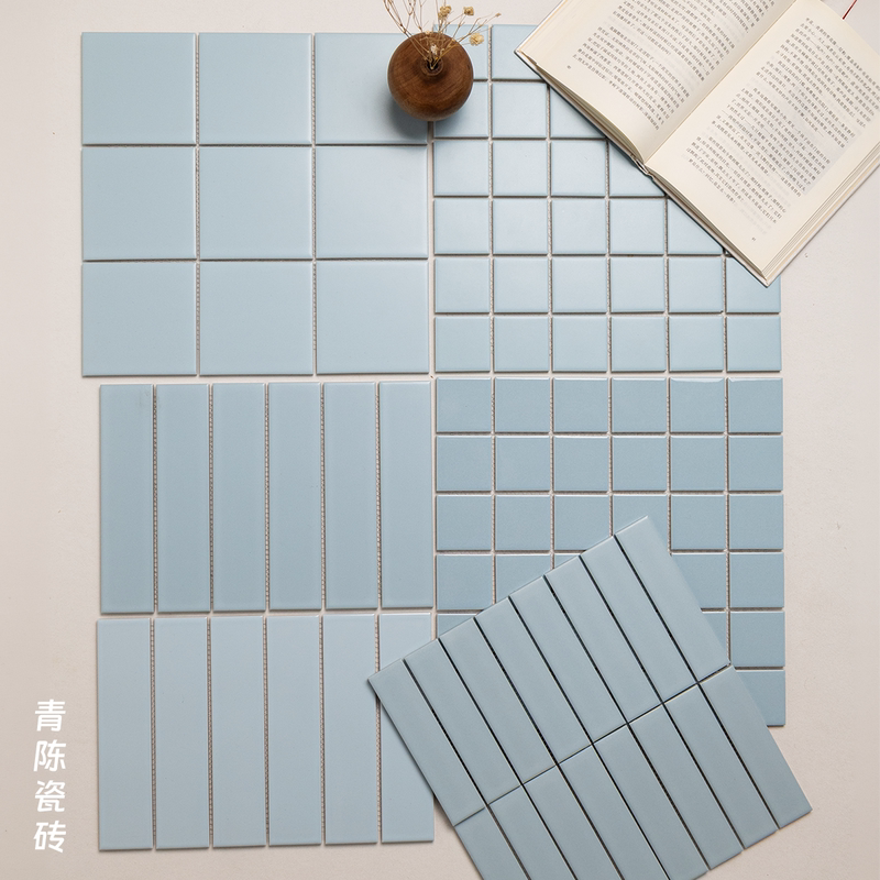 French Retro Light Blue Mosaic Tiles for Kitchen, Bathroom, Entrance, Cafe, Bar, Guesthouse Background Wall Tiles