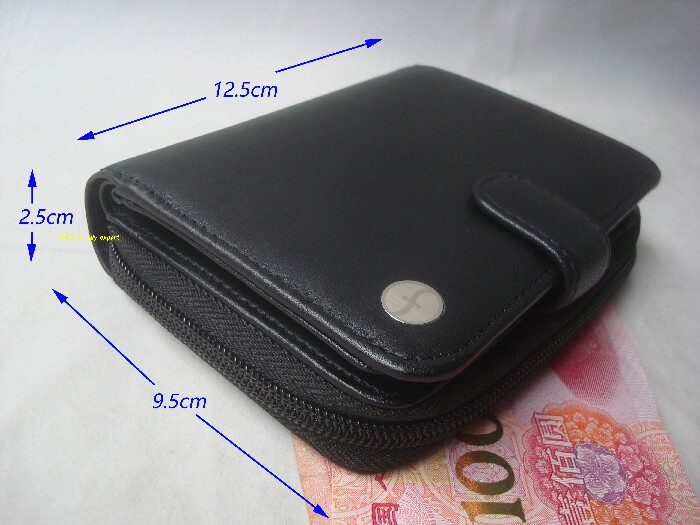 Italy Men's and women's half-fold short wallet real sheepskin wallet zipper two-fold wallet key card holder 12 card positions