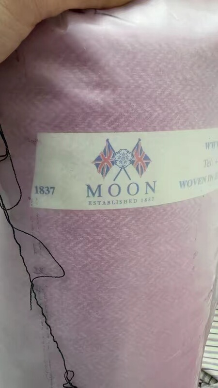 140cm Width 1.396m g Imported Pink Herringbone Wool Clothing Fabric