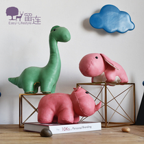 Modern minimalist green dinosaur animal book blocking corny doll paparazzi children room-like room soft decorations hem