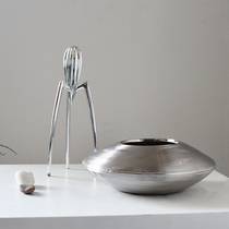 Minimalist modern light lavish alien juice extractor Saucer Flat Ceramic Silver Vase Hem room Soft decorations