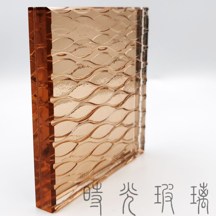 Unique handling Mode Striped Effect Champagne Mirror Processing Clip Wire Process Glass Design Effect