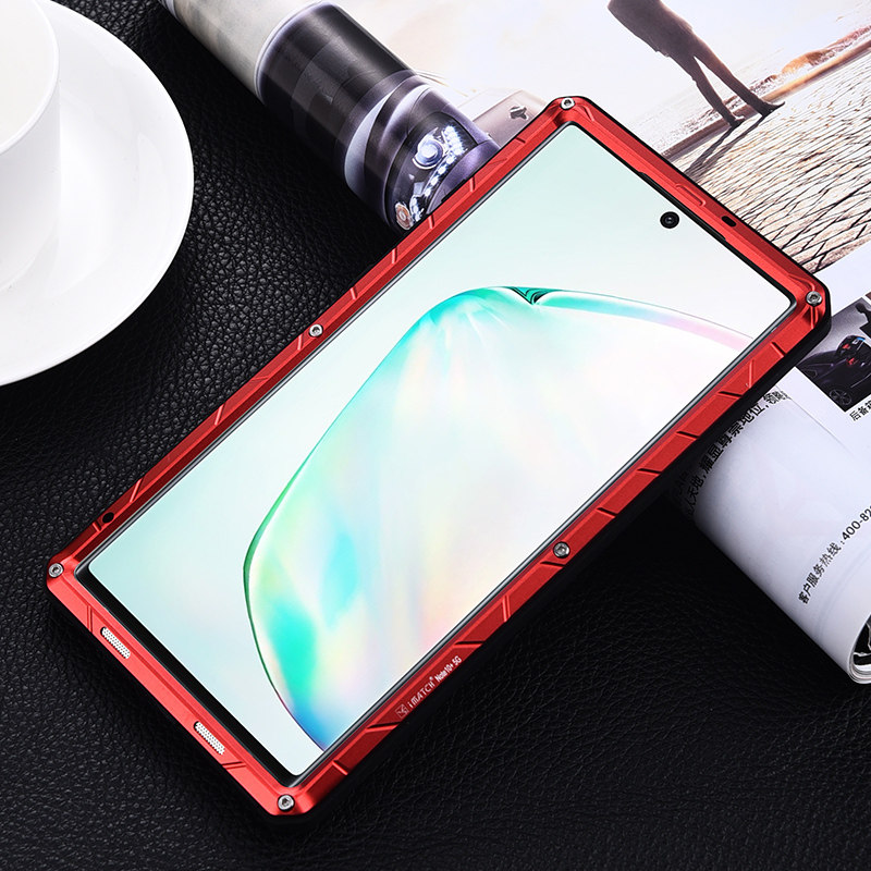 iMatch Water Resistant Shockproof Dust/Dirt/Snow-Proof Aluminum Metal Military Heavy Duty Armor Protection Case Cover for Samsung Galaxy Note 10 Plus & Samsung Galaxy Note 10