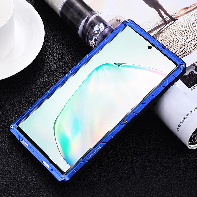 iMatch Water Resistant Shockproof Dust/Dirt/Snow-Proof Aluminum Metal Military Heavy Duty Armor Protection Case Cover for Samsung Galaxy Note 10 Plus & Samsung Galaxy Note 10