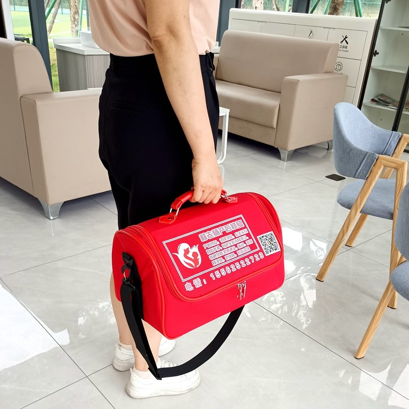 Wine Red Products Demonstration Tool Kit of Combeautician Laces Dresser Door-to-door Bag Kid Pushback for Mother and Child Visit Package