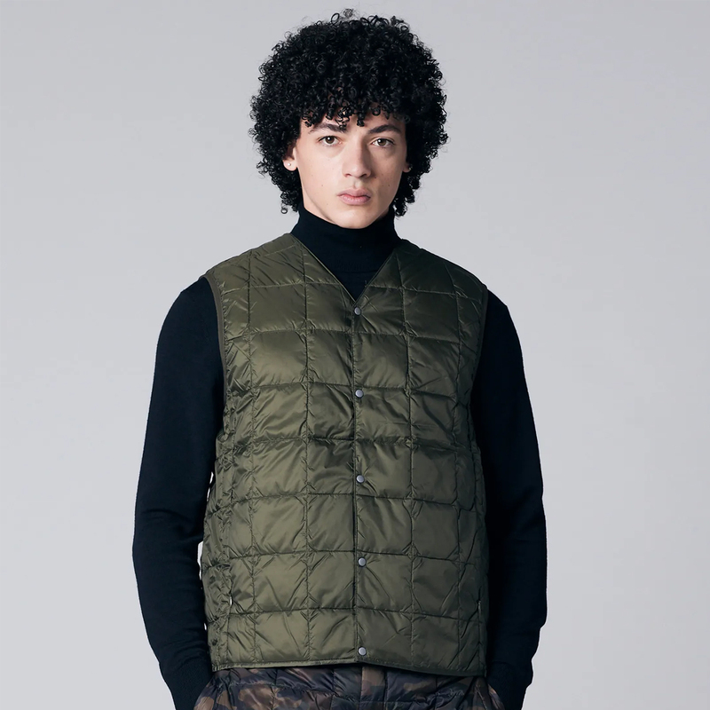 Domestic In-Stock Taion 001 26Aw Military Quilted V-Neck Lightweight Warm down Jacket Inner Vest Gilet