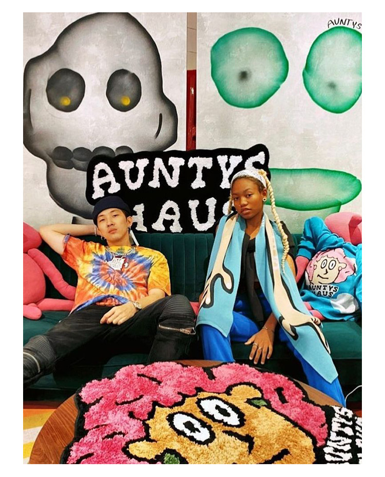 ковер 潮物woo auntys haus head rug趣味头像绒毛休闲居家防滑居家地毯 OTHER
