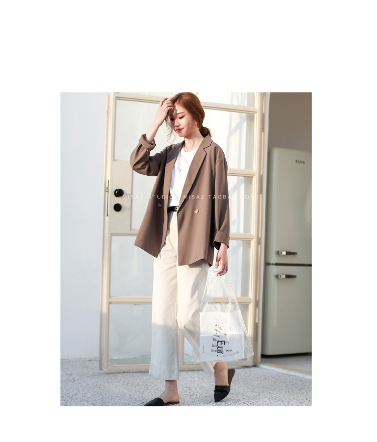 Misa tự chế chic retro giản dị phù hợp với áo khoác mùa xuân và mùa thu mỏng hai khóa khí chất hoang dã nhỏ các kiểu bộ vest nữ trẻ trung