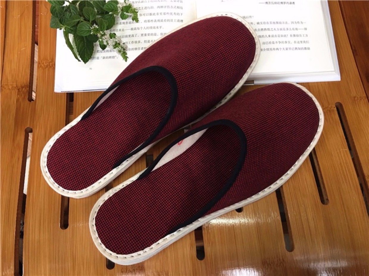 Trang chủ gia đình kẻ sọc dép bông cho nam và nữ mùa xuân và mùa thu thoáng khí sàn gỗ chống trượt kéo phẳng đáy tay dép vải dép nữ thời trang