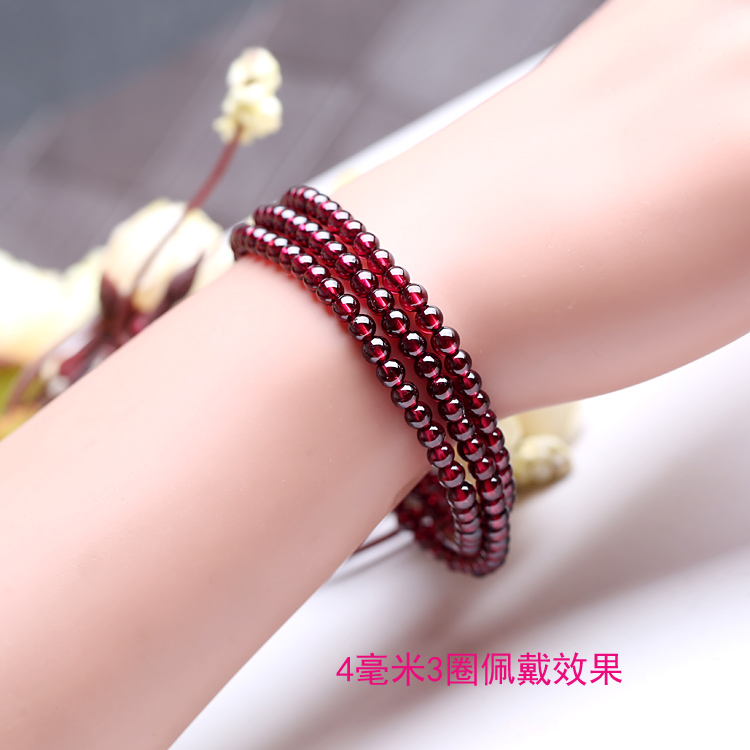 Tự nhiên rượu vang đỏ garnet vòng đeo tay nữ ba vòng tròn bốn vòng tròn 6A7A lớp red garnet bracelet multi-layer vòng tròn pha lê trang sức