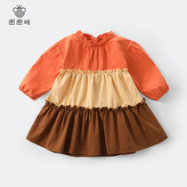 Selling price 95 (clear cabin) Girls dress with dress Long sleeves Spring dress Childrens skirts loose baby princess dress