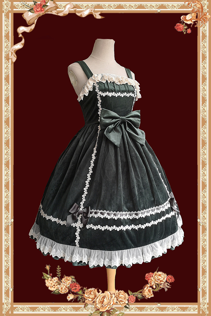 Стильные костюмы 【infanta.婴梵塔】lolita*蜜丝糖* 纯色天鹅绒jsk春秋连衣裙 Baby van Gogh Tower