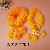 Thai import flower ring long style Buddha table Buddha table Buddha yellow marigold Thailand Buddha Buddha Flowers Buddhist Buddha Flowers Buddhist Use