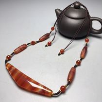 Natural silk wrapped high oil coated horn old agate necklace size 95 3x19 2mm material creative gift