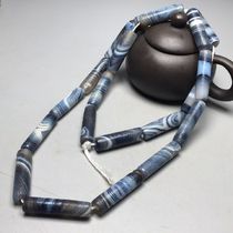 Natural silk wrapped old agate necklace size 39 5x9 5mm material agate chalcedony creative gift