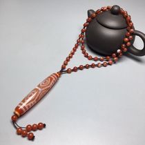 Tibetan high oil coated dragon six-eye horseshoe pattern old dzi bead necklace size 69 3x14 6mm material treasure