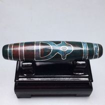 Tibet Cinnabar Gilt Silver God of Wealth Horseshoe Pattern Old Dzi Beads Size 57 7x12 6mm Material Agate Chalcedony