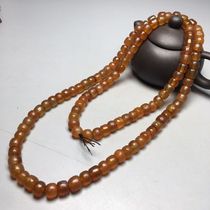 Natural silk-wrapped yellow old-type bead-coated old agate necklace size 10 1x8 3mm material old object