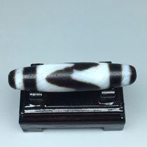 Tibetan Tiger Tooth Horseshoe Pattern Weathered Old Dzi Beads Size 55 9x12 9mm Material Agate Chalcedony Antique